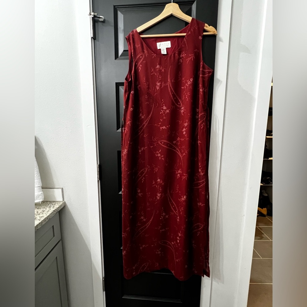 Vintage Norton McNaughton Burgundy Paisley Maxi Slip Dress